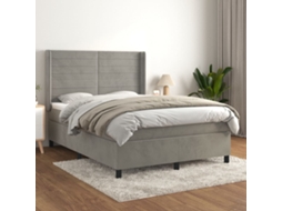 Vidaxl Cama Com Molas/colchão 140x200 Cm Veludo Cinzento-claro