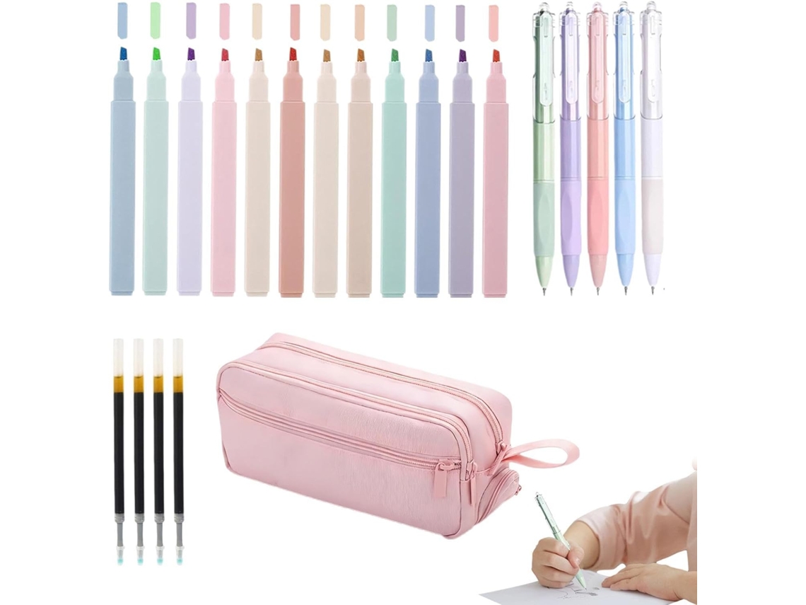 Conjunto De Artigos Papelaria Genéricos Com Estética Diferenciada.