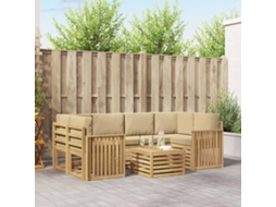 Vidaxl Conjunto De Sofás Para Exterior 7 Pcs Branco E Bege Poliéster