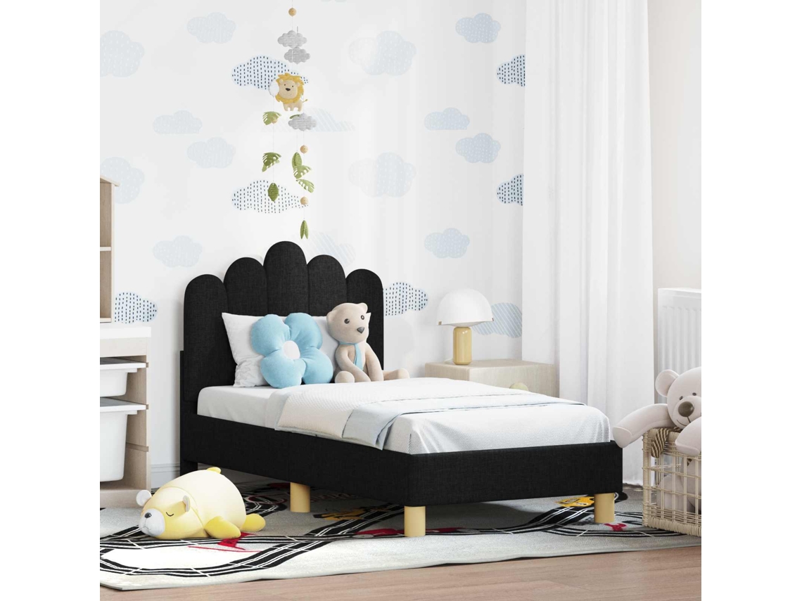 Vidaxl Estrutura de Cama para Criança com Cabeceira Preto 70 X 140 Cm