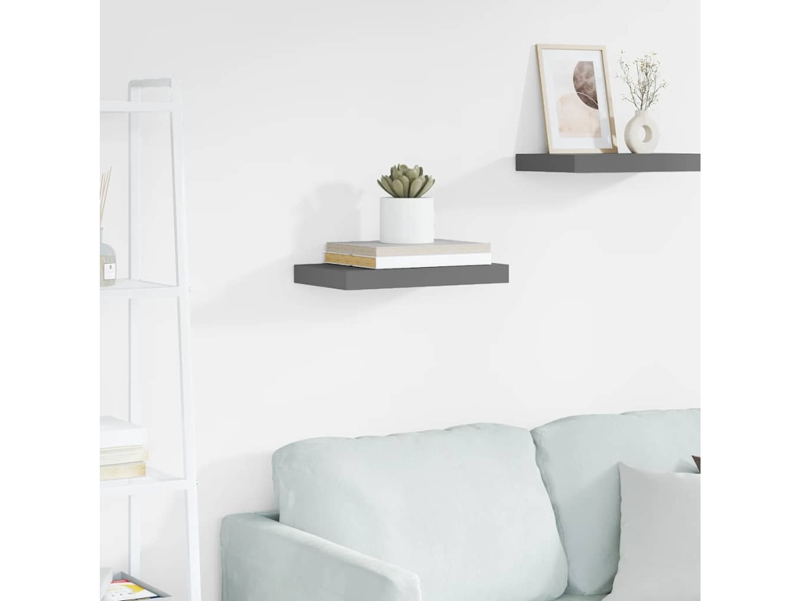 Vidaxl Prateleira De Parede Suspensa 40x23,5x3,8 Cm Mdf Cinza