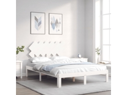 Estrutura De Cama De Casal C/ Cabeceira Madeira Maciça Branco