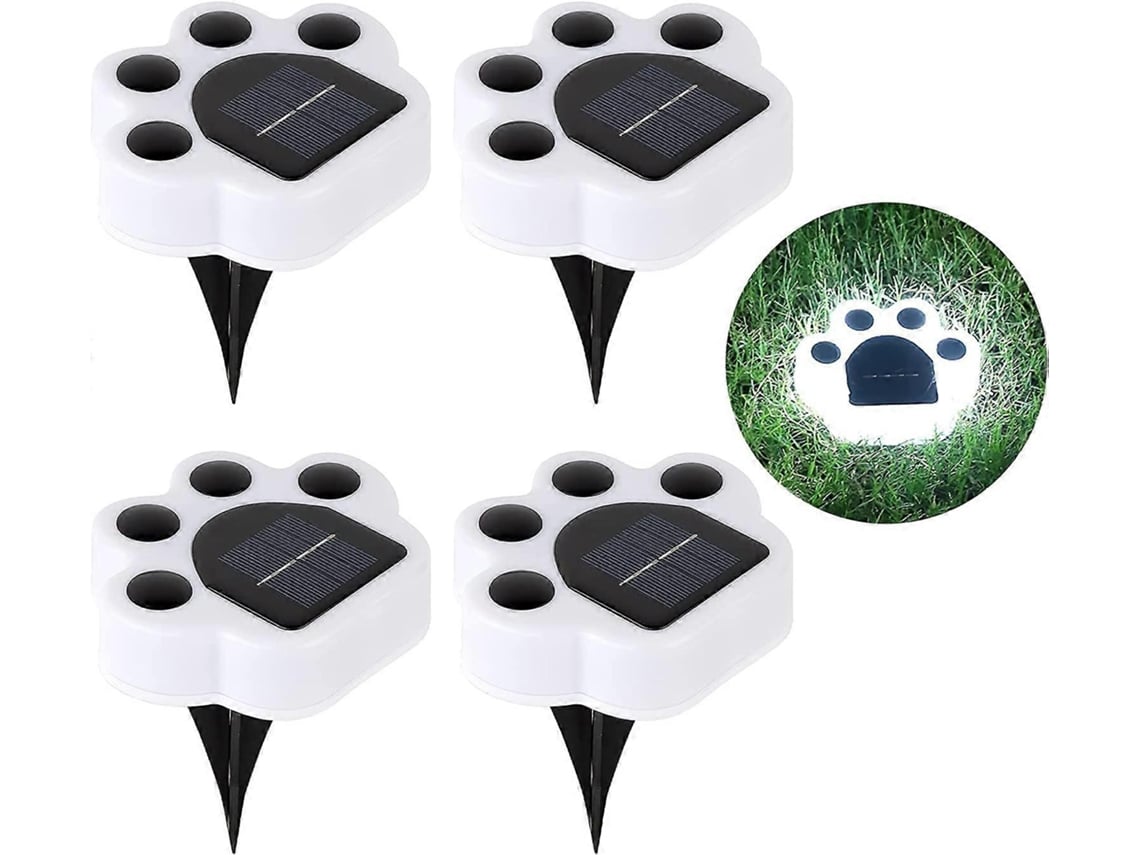 Rebe 4 Luces Solares para Jardín Con Pegadas de Animais, Impermeáveis Led para Pátio, Caminho, Escadas e Decoração Exterior