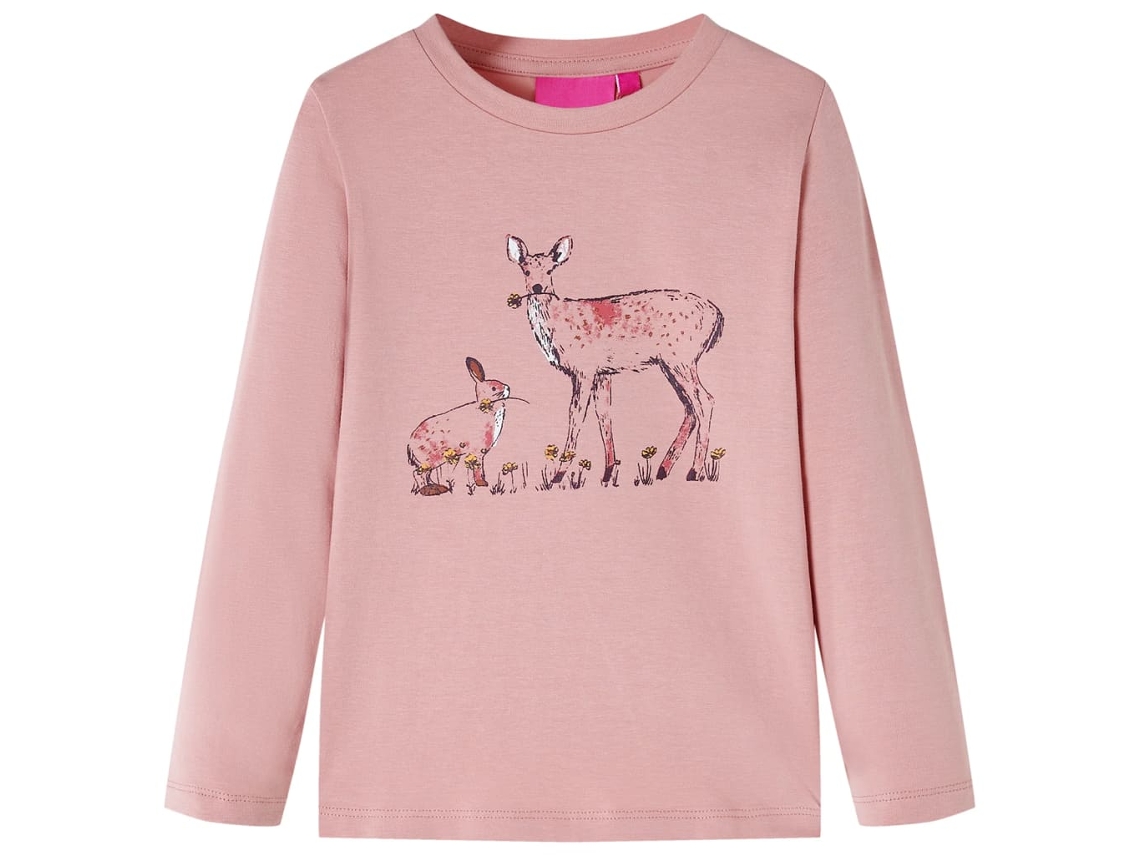 T-shirt De Manga Comprida Para Criança Rosa 128