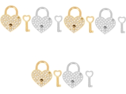 Conjunto De 6 Cadeados Em Formato De Coração Com Chaves De Strass Para Casais Apaixonados.