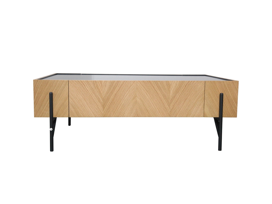 Mesa de Centro CONCEPT U Leve com 2 Gavetas Sequoia Grandes (Castanho - 120x42 cm - MDF)
