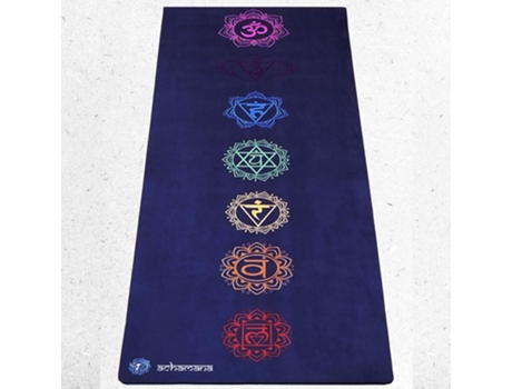 Tapete de yoga ACHAMANA borracha natural e microfibra 5mmx68cmx1,83m - 7 chakras