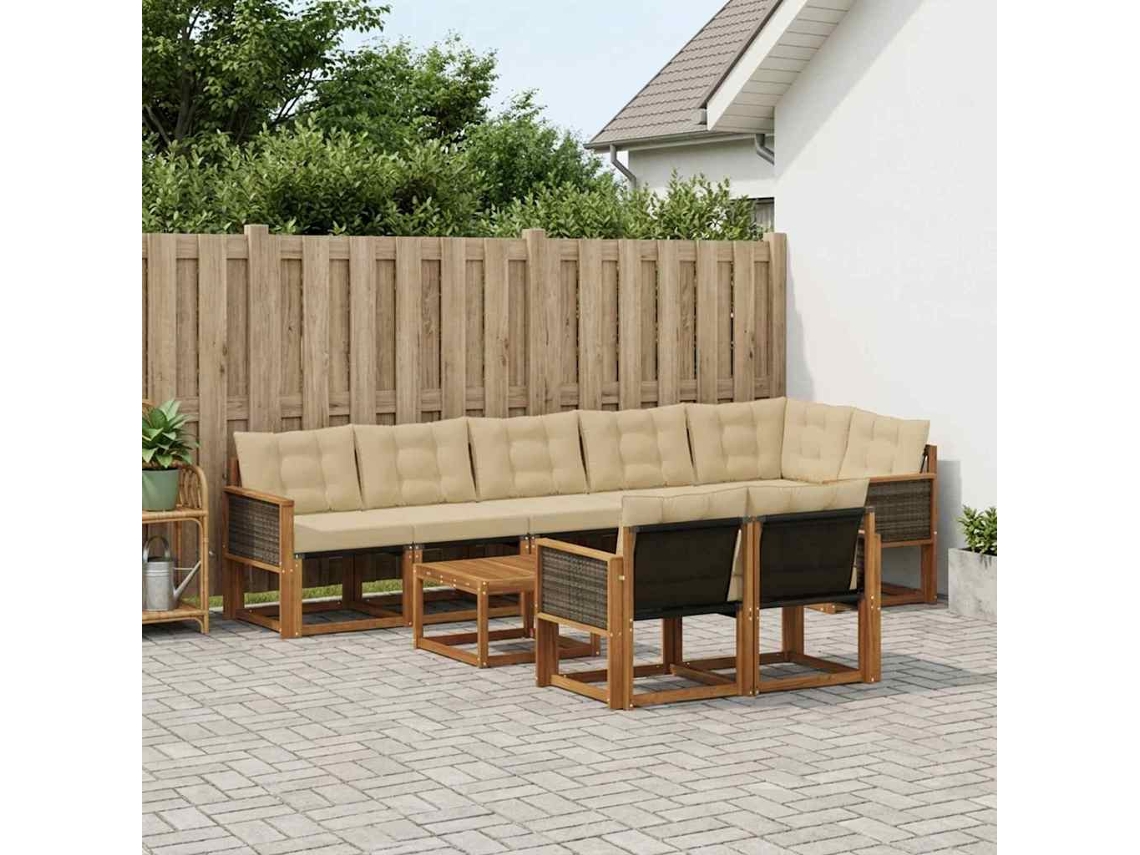 Vidaxl Conjunto De Sofás Para Exterior 9 Pcs Natural E Bege