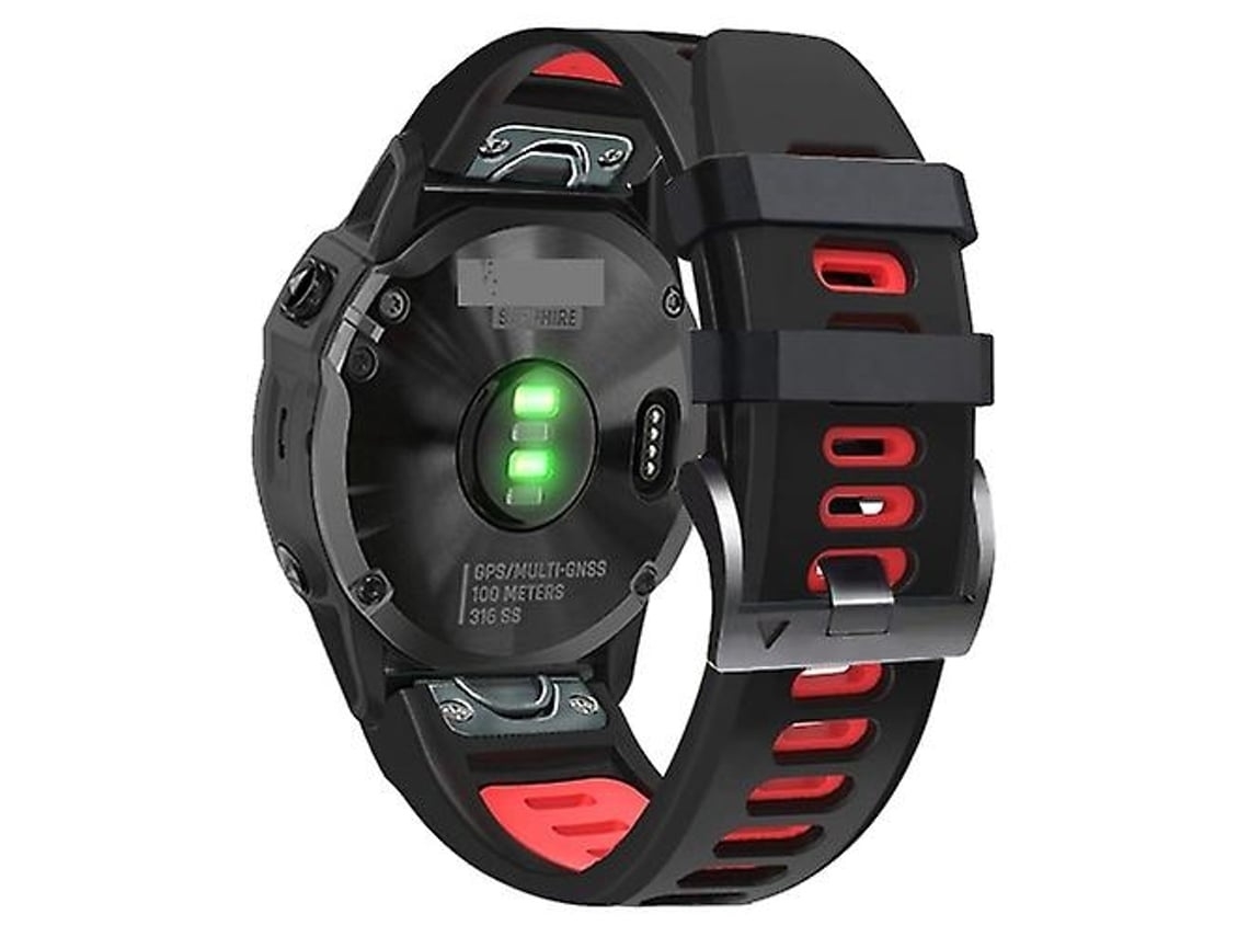 Pulseira De Relógio Lurelia Para Garmin Descent G1 22 Mm Silicone Band Preto Vermelho