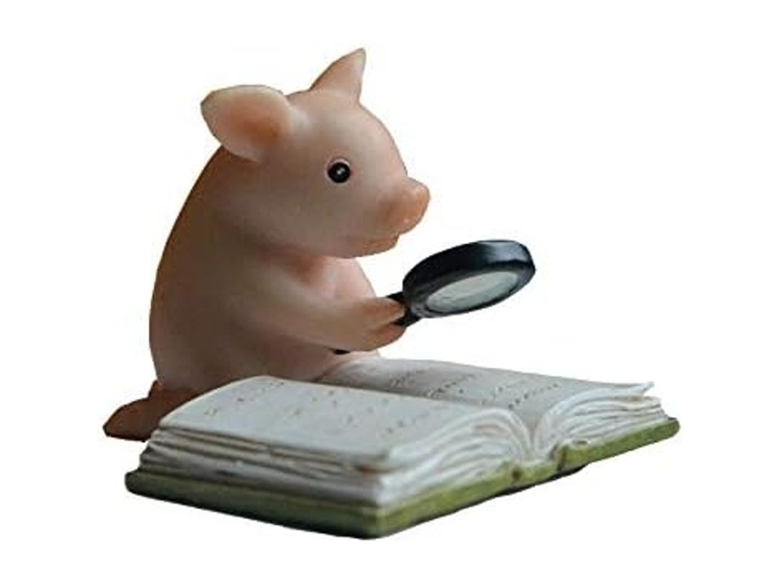 Estatua De Cerdo Mini - Figura De Cerdo Lector Para Decoración De Mesa, Regalo Y Colección