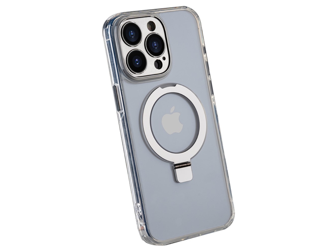 Suporte Casa Magsafe Para Iphone 15 Pro Pele Sintética Transparente