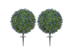 Conjunto De 2 Lavandas Artificiais De 60 Cm Com Proteção Uv, Aparência Realista E Com Estacas Para Fixação No Solo. Zkaka