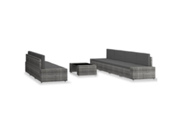 Maison Exclusive - 8 Pcs Conjunto Lounge De Jardim Vime Pe Cinzento