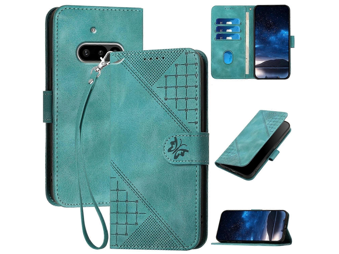 Yx0080 Capa De Couro Para Celular Com Padrão De Borboleta Em Relevo E Cordão