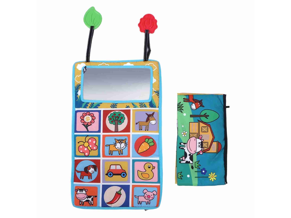 Mali conjunto de Livros de Franzida com Espelho para Bebê de Alto Contraste e Teether Hanging