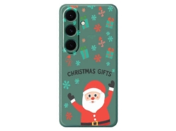 Capa Tkdaddy Para Samsung Galaxy S24 Fe, Estampa De Presente De Natal, Borda Reta, Capa Traseira De Tpu, Verde