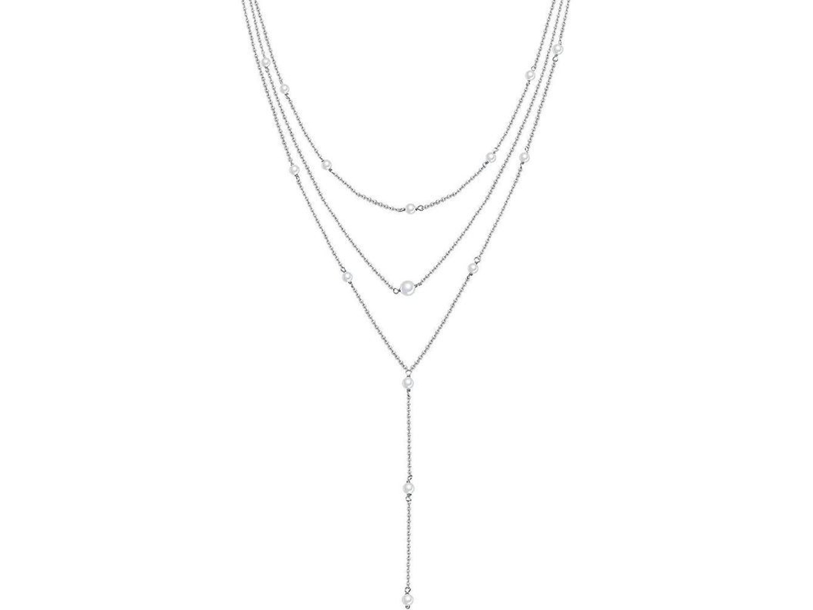 2026-collares De Prata Esterlina S925 De 3 Camadas Com Pingente Geométrico Para Mulher Ajustável Com Caixa De Presente Perla Multicapa