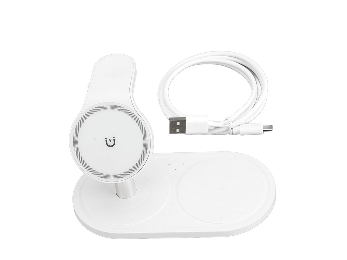 Aetheria estação de Carregamento 3 em 1 Sem Fio Ajustável Ângulo Fixação Magnética para Telefone Relógio Fones de Ouvido Branco