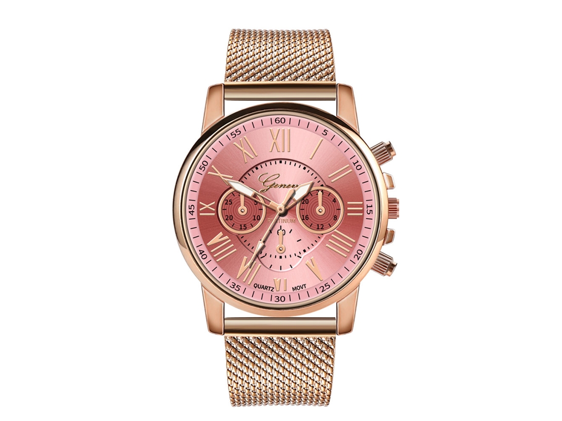 Reloj De Cuarzo Para Parejas Con Correa De Silicona Números Romanos Unisex (rosa)