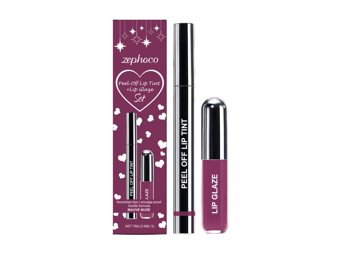 Lápis Labial Vermelho Roxo Descascável Com Brilho