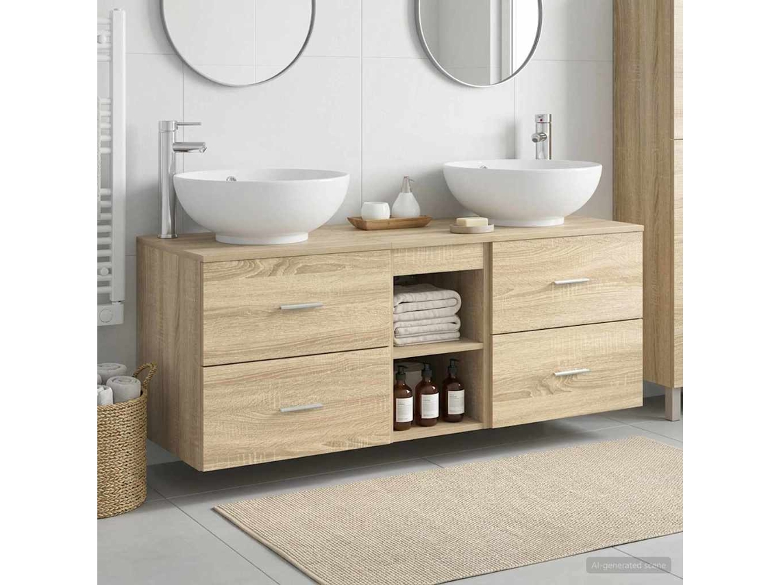 Vidaxl Conjunto De Móveis Para Banheiro 3 Unid. Carvalho Sonoma