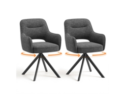 Smartue Conjunto De 2 Cadeiras Giratórias, Cadeiras Giratórias Premium Com Apoios De Braços Medios E Estrutura Metálica Estável, Cor Cinzento