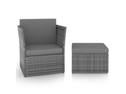 Cadeira De Jardim Com Banco Vime Pe Antracite Dkd Home Decor