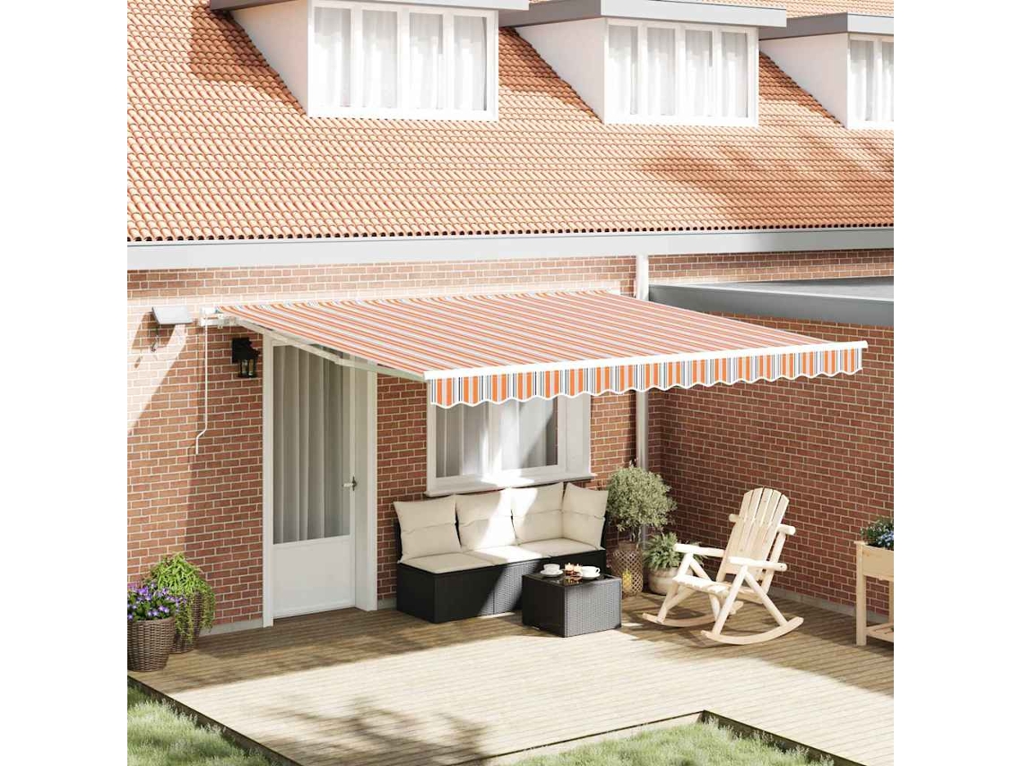 Vidaxl Toldo Retrátil Multicolor 400 × 300 Cm Tecido E Alumínio