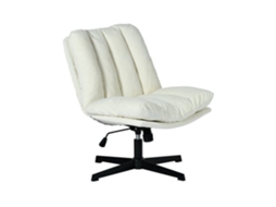 Poltrona de Relaxamento Ajustável e Giratória com Braços e Assento Espesso em Chenille Bege Confod MEUBLES COSY
