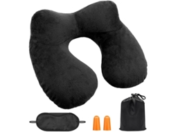 Kit de Viagem 3 em 1, Travesseiro Inflável para o Pescoço e Máscara de Dormir AQUAFORGE
