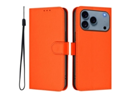 Capa De Couro Sintético Para Iphone 17 Pro Max - Toque Suave - Cor Sólida - Com Cordão
