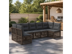 Vidaxl Conjunto De Sofá De Jardim 7 Unid. Cinzento Vime Pe