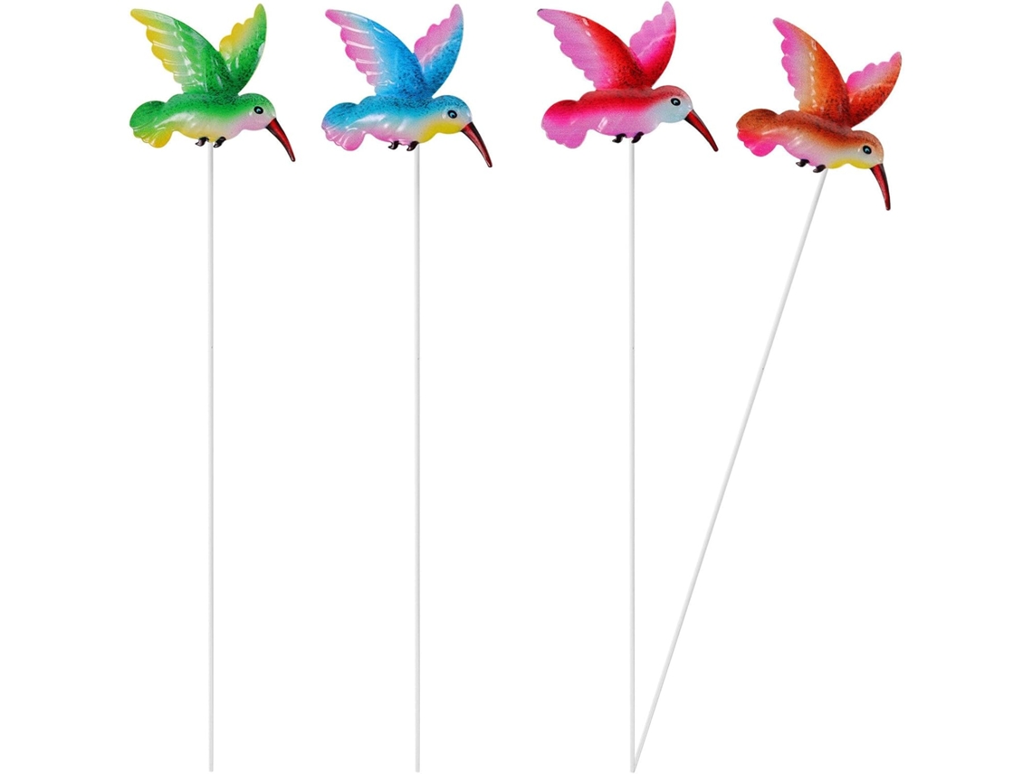 Kit de 4 Estacas Decorativas de Ferro para Jardim com Motivo de Pássaro.s Às Intempéries e Atraentes para Jardins e CHABERLU