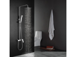 Kibath Coluna De Chuveiro Quadrada Monocomando 83-126 Cm Ver Acabamento Cromado Brilhante Em Latão
