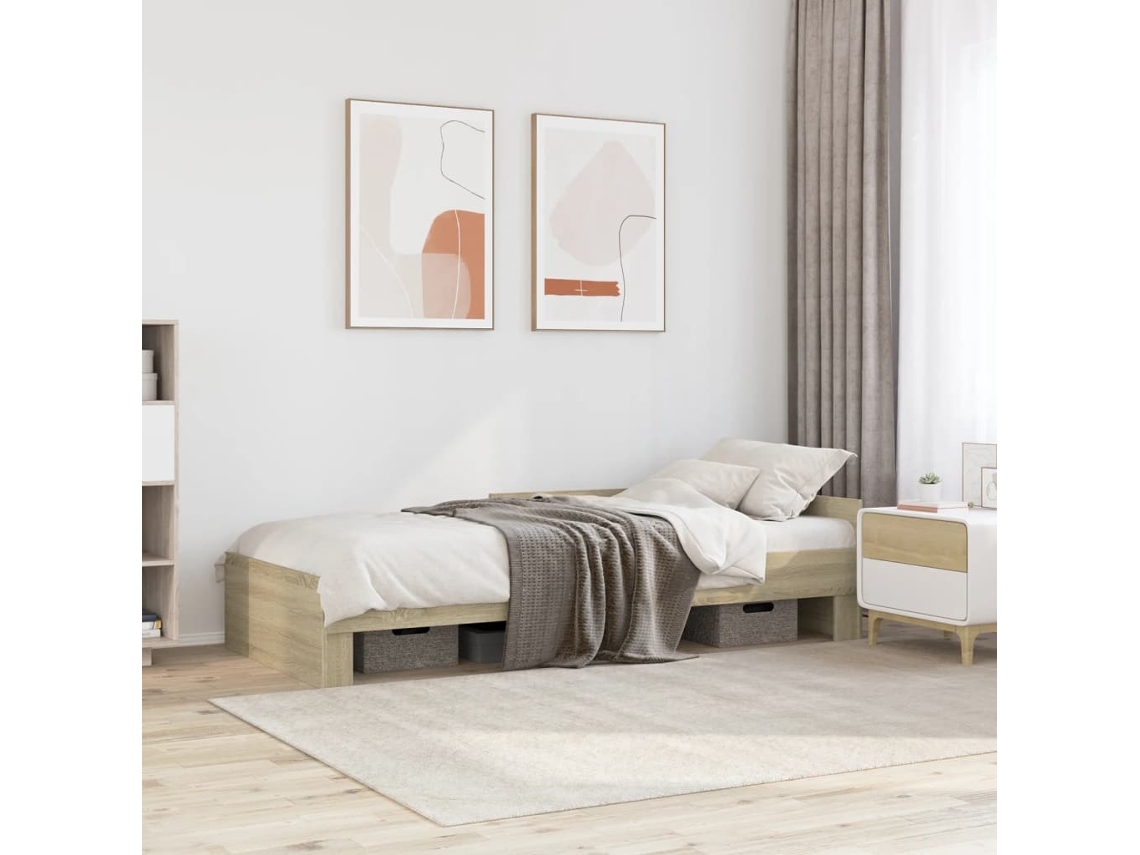 Estrutura Cama S/ Colchão Derivados De Madeira Carvalho Sonoma