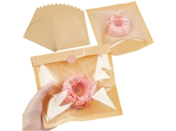 Sacos de Confeitaria Selados a Quente com Janela para Embalar Sanduíches de Ovo, Donuts e Biscoitos, 18 X 19 Cm BRILVIBERA