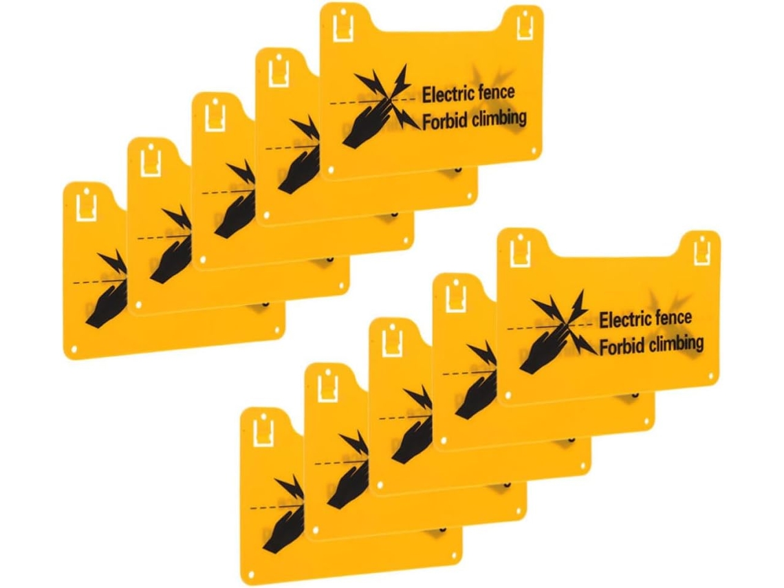 Lote De 10 Placas De Aviso De Cerca Elétrica Em Pvc De Alta Visibilidade