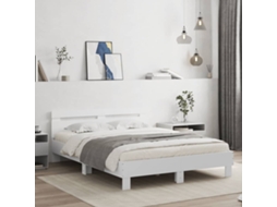 Vidaxl Estrutura Cama C/ Cabeceira 140x190 Cm Derivados Madeira Branco