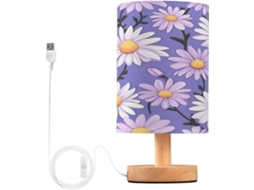 Luminária De Cabeceira Led Para Quarto, Luminária De Leitura Com Cúpula Tecido, Base De Madeira E Porta Usb Para