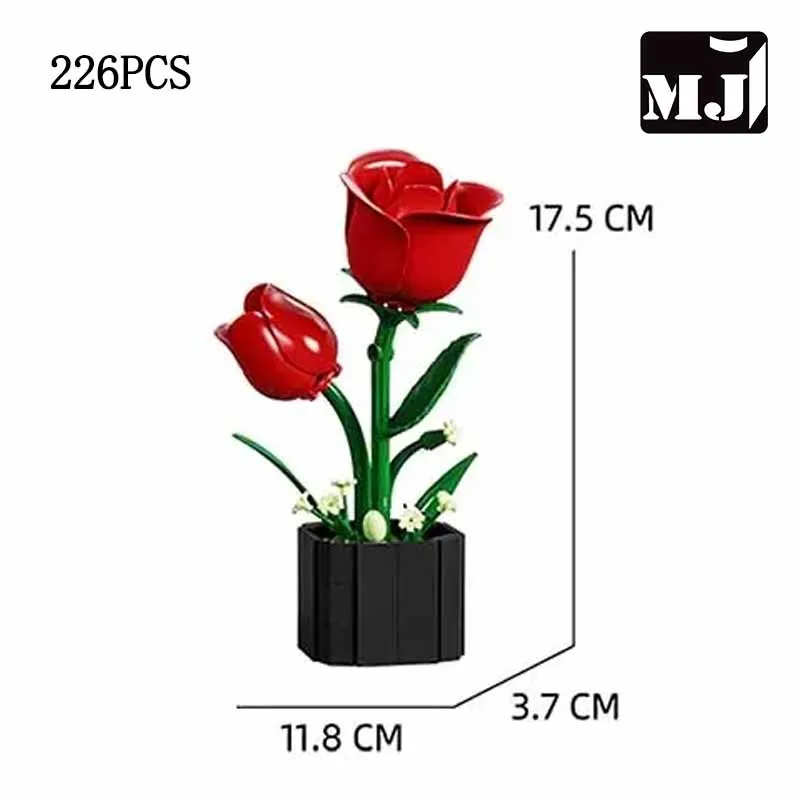 (226 Peças) Blocos De Montar Em Forma De Vaso De Flores