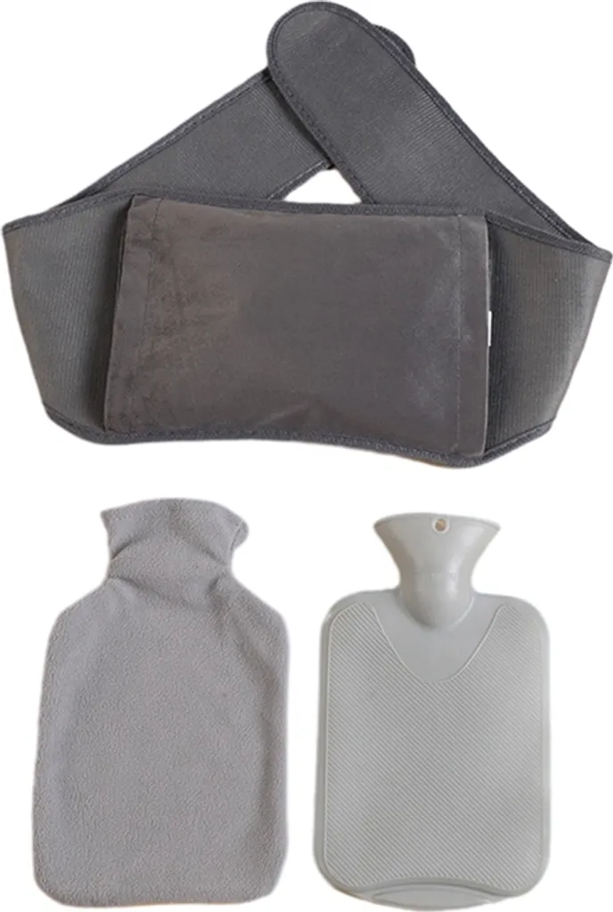 Bolsa De Água Quente Com Faixa Macia Na Cintura, Bolsa De Água Quente De 1000 Ml, Para Alívio De Dores No Estômago, Costas E Pernas AQUAFORGE (cinza)
