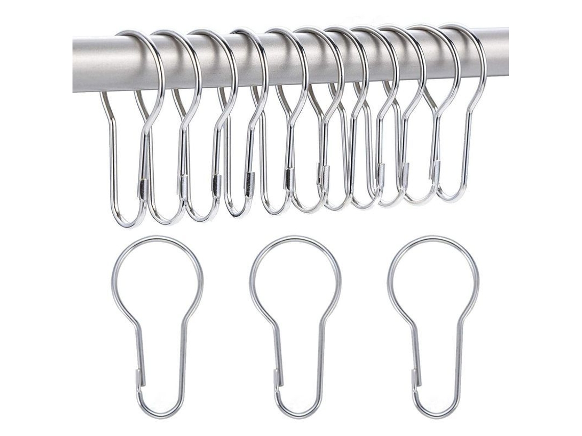 Anéis de Cortina Nova Line, de 40mm, de plástico, com ganchos de metal, para organização e suspensão | S/MARCA