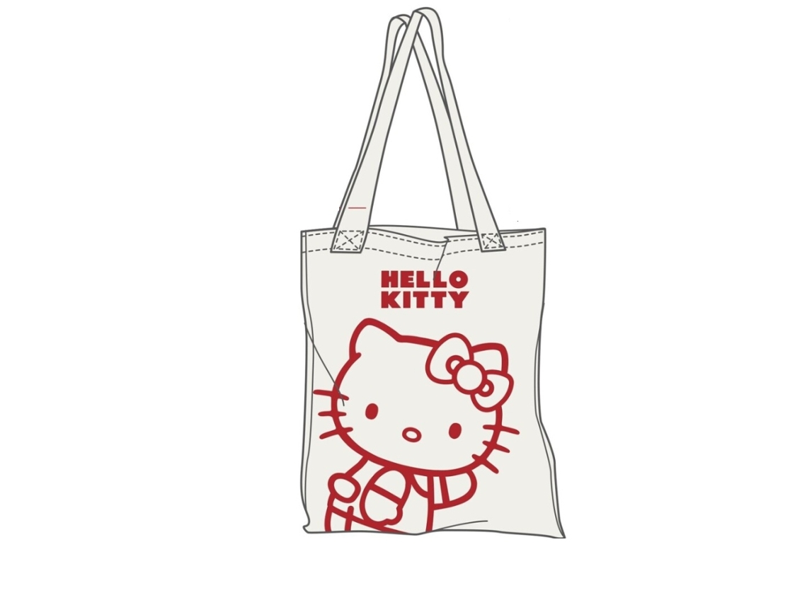 Sacola De Compras De Algodão Com Silhueta Da Hello Kitty, 41 X 38 Cm 86875