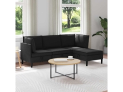Vidaxl Conjunto De Móveis Para Sala De Estar 4 Pcs Preto Tecido