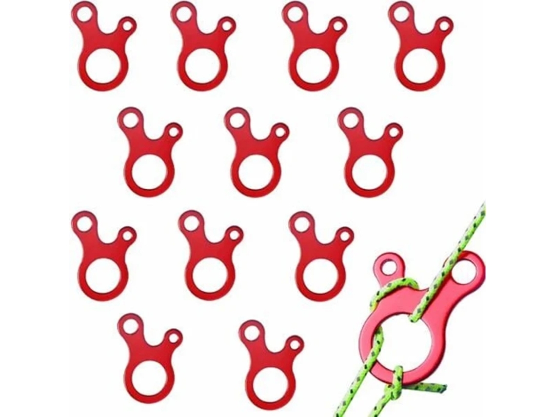Conjunto de 12 Tensores Lente Liga Alumínio com 3 Furos para Uso Externo em Barracas, Trilhas, Camping e Piqueniques Fonepro AQUAFORGE
