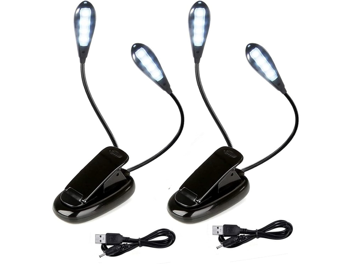 Luminária De Leitura Kingcoo, Mini Luminária Flexível Com 8 Leds, Clipe Para Música, 2 Modos De Brilho Ajustáveis Com