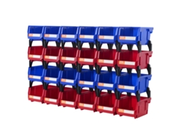 VEVOR Caixa de Armazenamento de Plástico 5 X 4 X 3 Caixa de Armazenamento Empilhável de Suspensão Azul/Vermelho 24 Pacotes