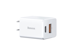Aetheria carregador de Parede Baseus 18w com Saídas Dual Type c Usb Carregamento Rápido para Iphone Huawei Samsung