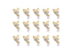 15Pcs Ornamentos de Unhas de Liga Laço de Diamante de Zircônia em Estilo Cartoon NEVEANCE
