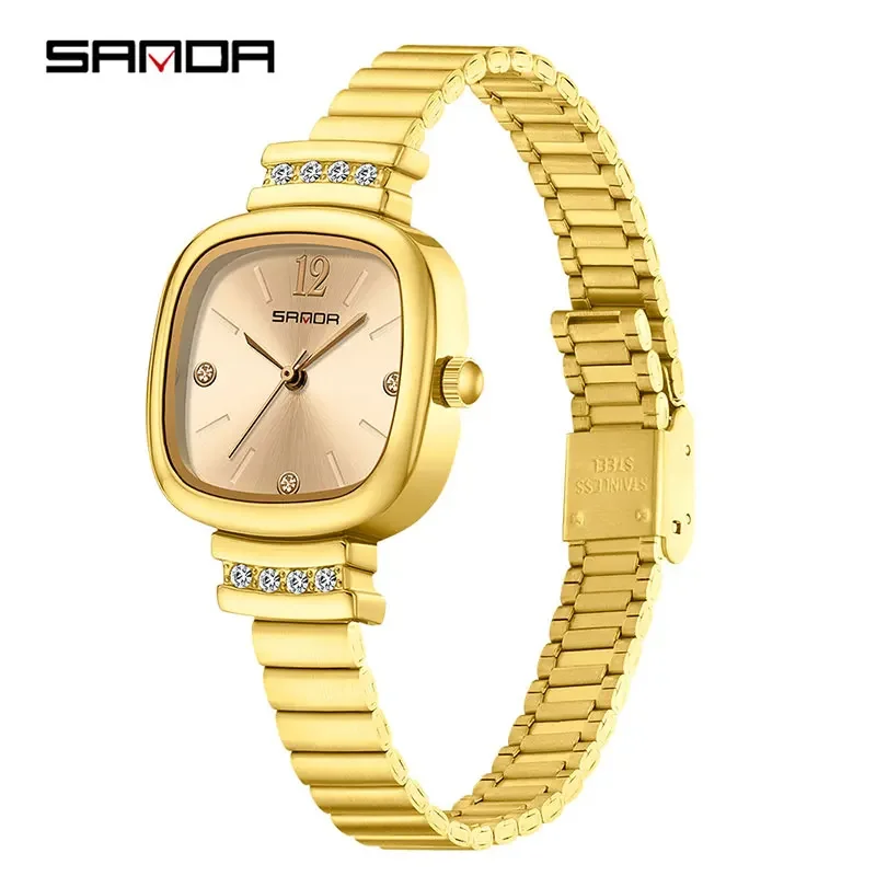 Relógio Feminino Quadrado, Elegante e Estiloso, com Pulseira de Aço Inoxidável e Mecanismo de Quartzo. MDUG